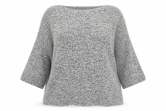 Front view of Marble women’s grey round neck cotton jumper, size UK 14