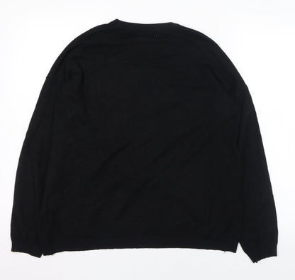 V.code Womens Black Round Neck  Viscose Pullover Jumper One Size