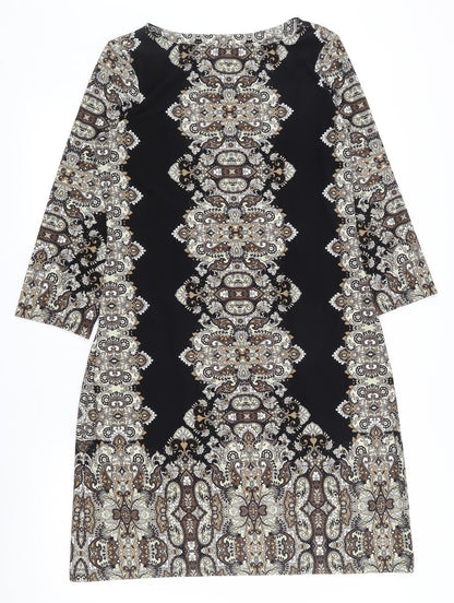 London Times Womens Black Paisley Polyester Bodycon  Size 10  Boat Neck Pullover