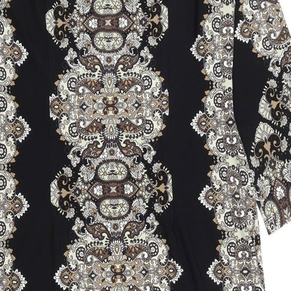London Times Womens Black Paisley Polyester Bodycon  Size 10  Boat Neck Pullover