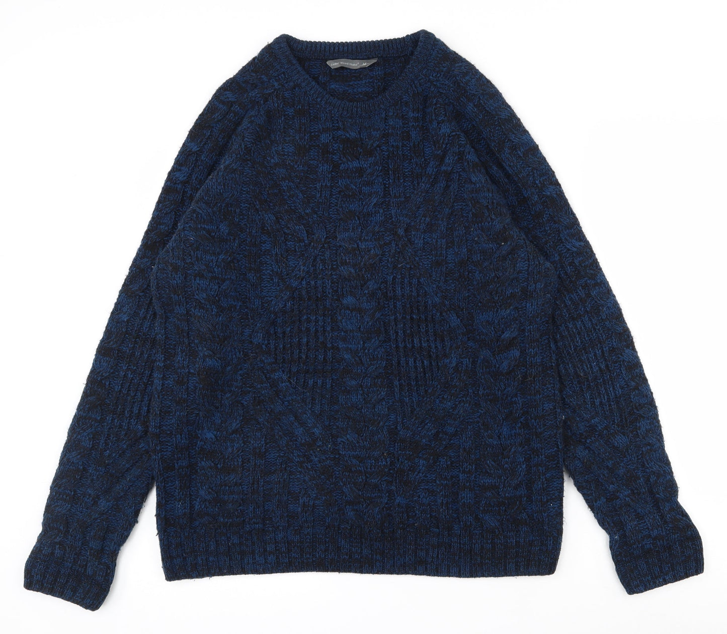 Cedar Wood State Mens Blue Round Neck  Acrylic Pullover Jumper Size M