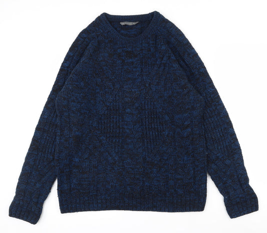 Cedar Wood State Mens Blue Round Neck  Acrylic Pullover Jumper Size M