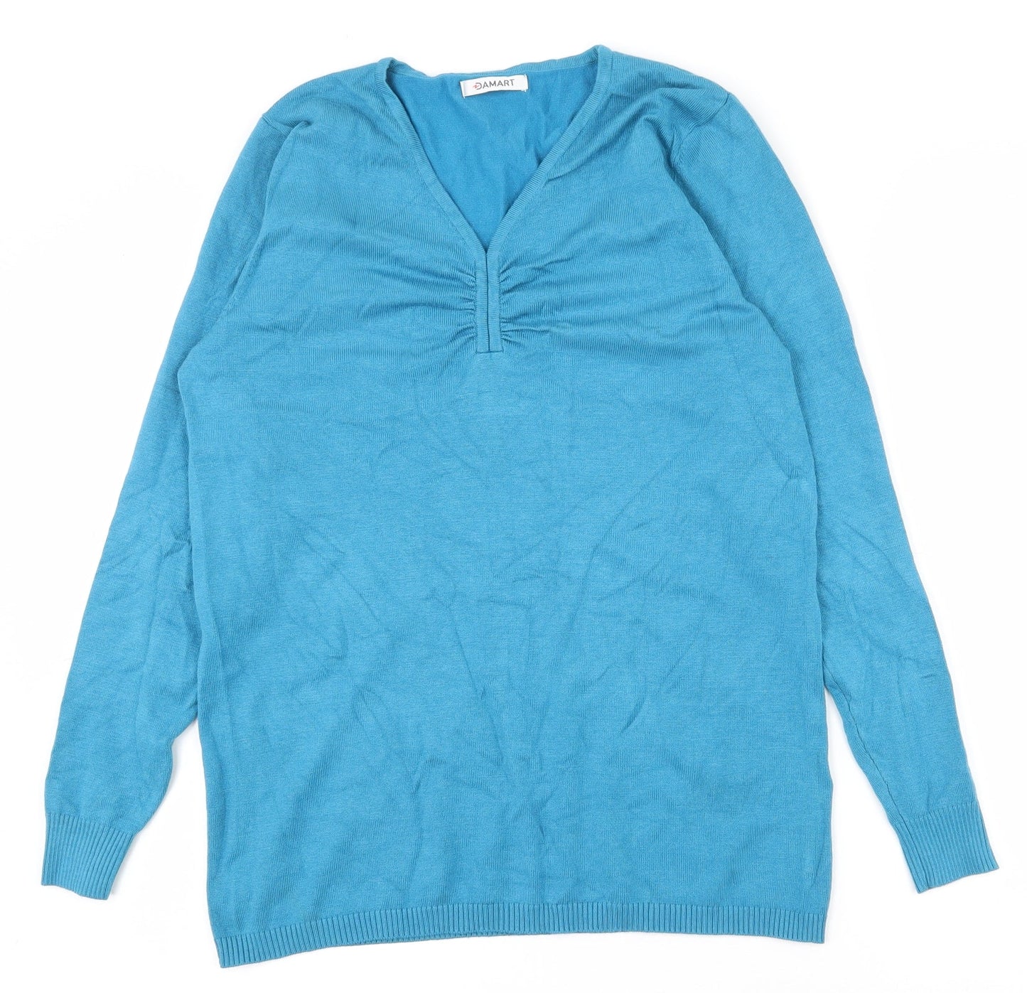 Damart Womens Blue V-Neck  Viscose Pullover Jumper Size 10   - 10-12