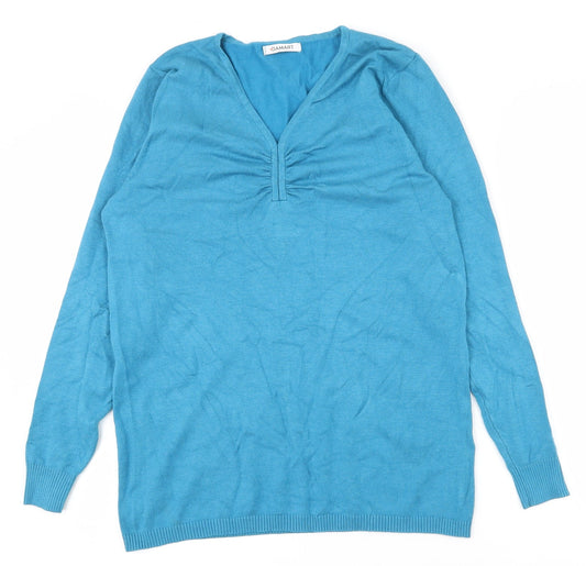 Damart Womens Blue V-Neck  Viscose Pullover Jumper Size 10   - 10-12