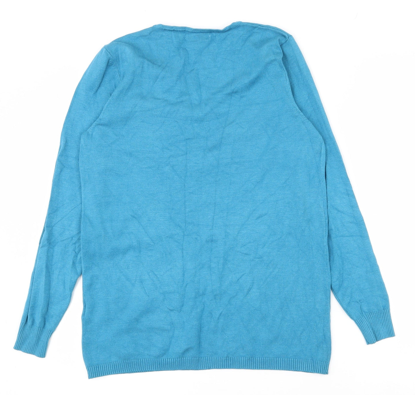 Damart Womens Blue V-Neck  Viscose Pullover Jumper Size 10   - 10-12