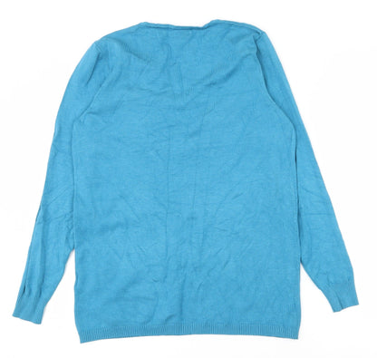 Damart Womens Blue V-Neck  Viscose Pullover Jumper Size 10   - 10-12