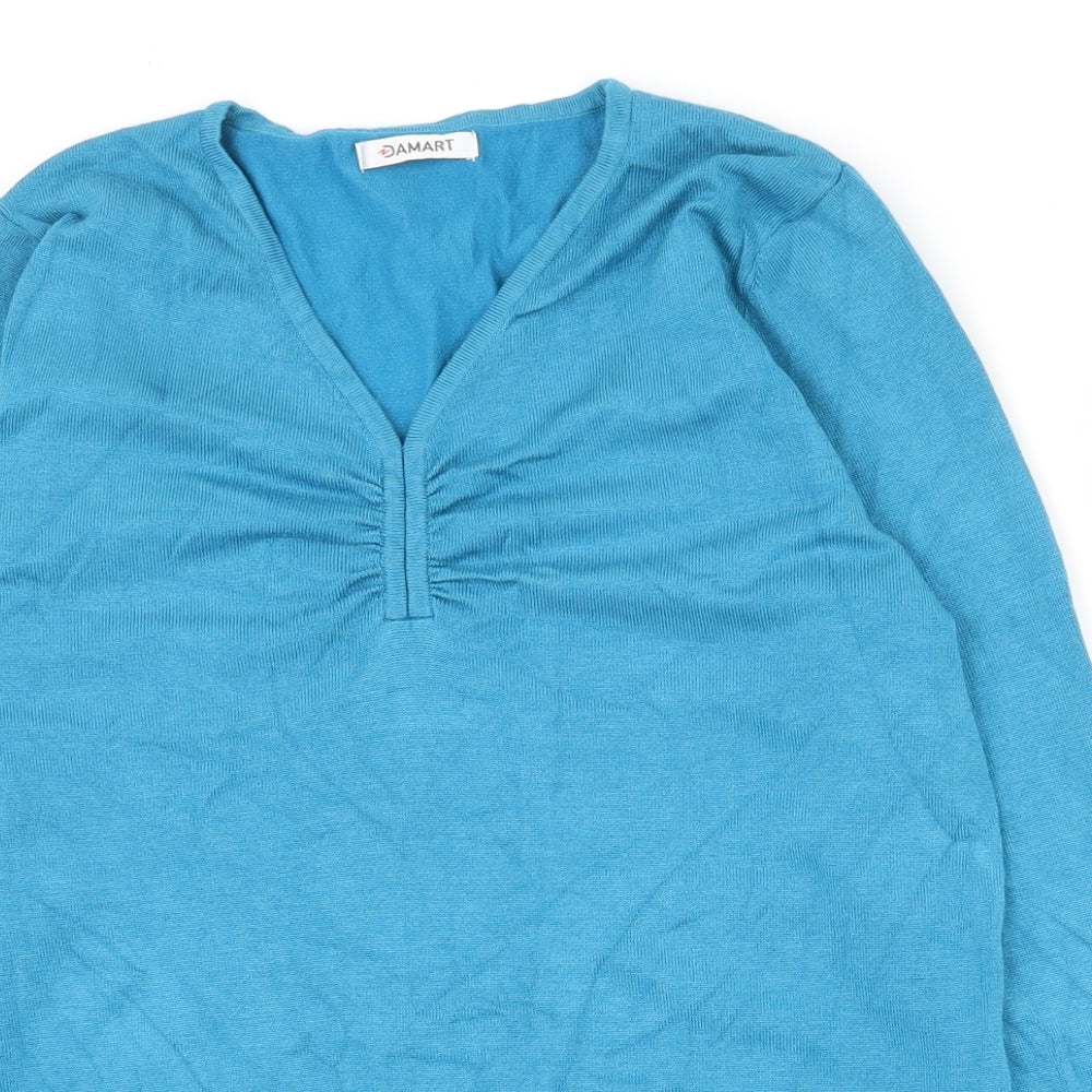 Damart Womens Blue V-Neck  Viscose Pullover Jumper Size 10   - 10-12
