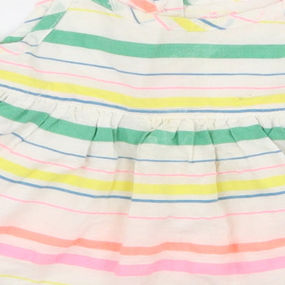 F&F Girls Multicoloured Striped Cotton Tank Dress  Size 0-3 Months  Square Neck Pullover