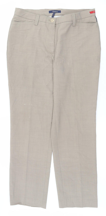 Atelier Gardeur Womens Beige  Polyester Trousers  Size 14 L27 in Regular Zip