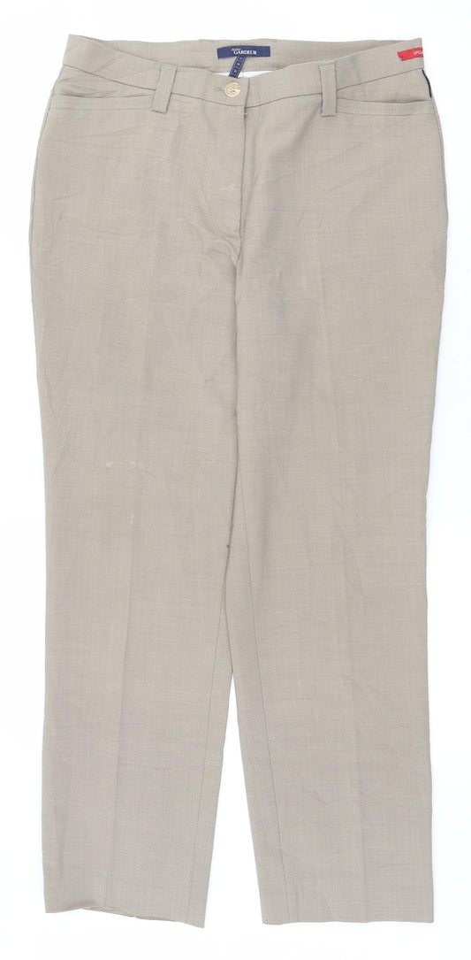 Atelier Gardeur Womens Beige  Polyester Trousers  Size 14 L27 in Regular Zip