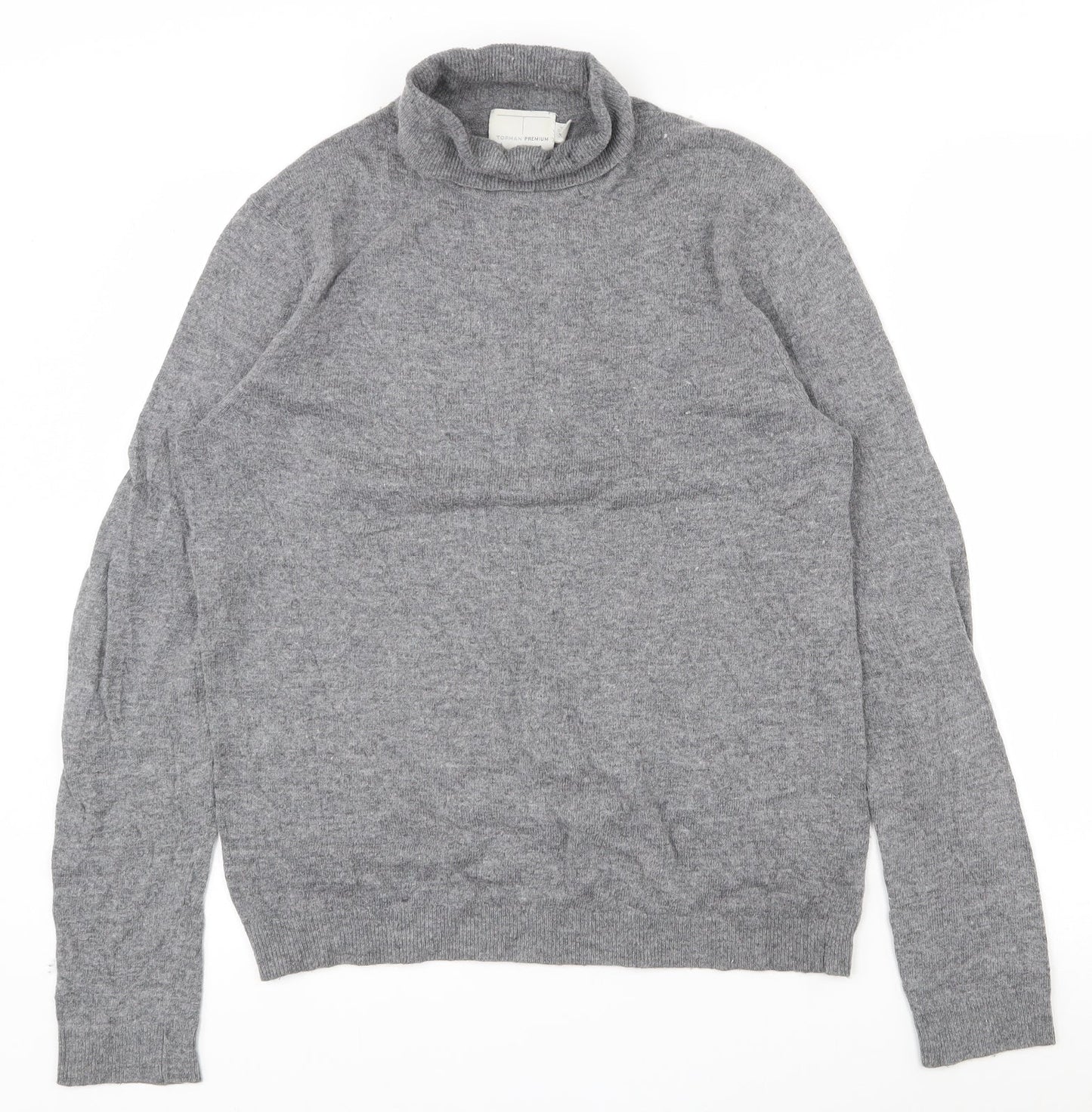 Topman Mens Grey Roll Neck  Polyester Pullover Jumper Size M