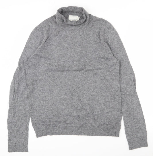 Topman Mens Grey Roll Neck  Polyester Pullover Jumper Size M
