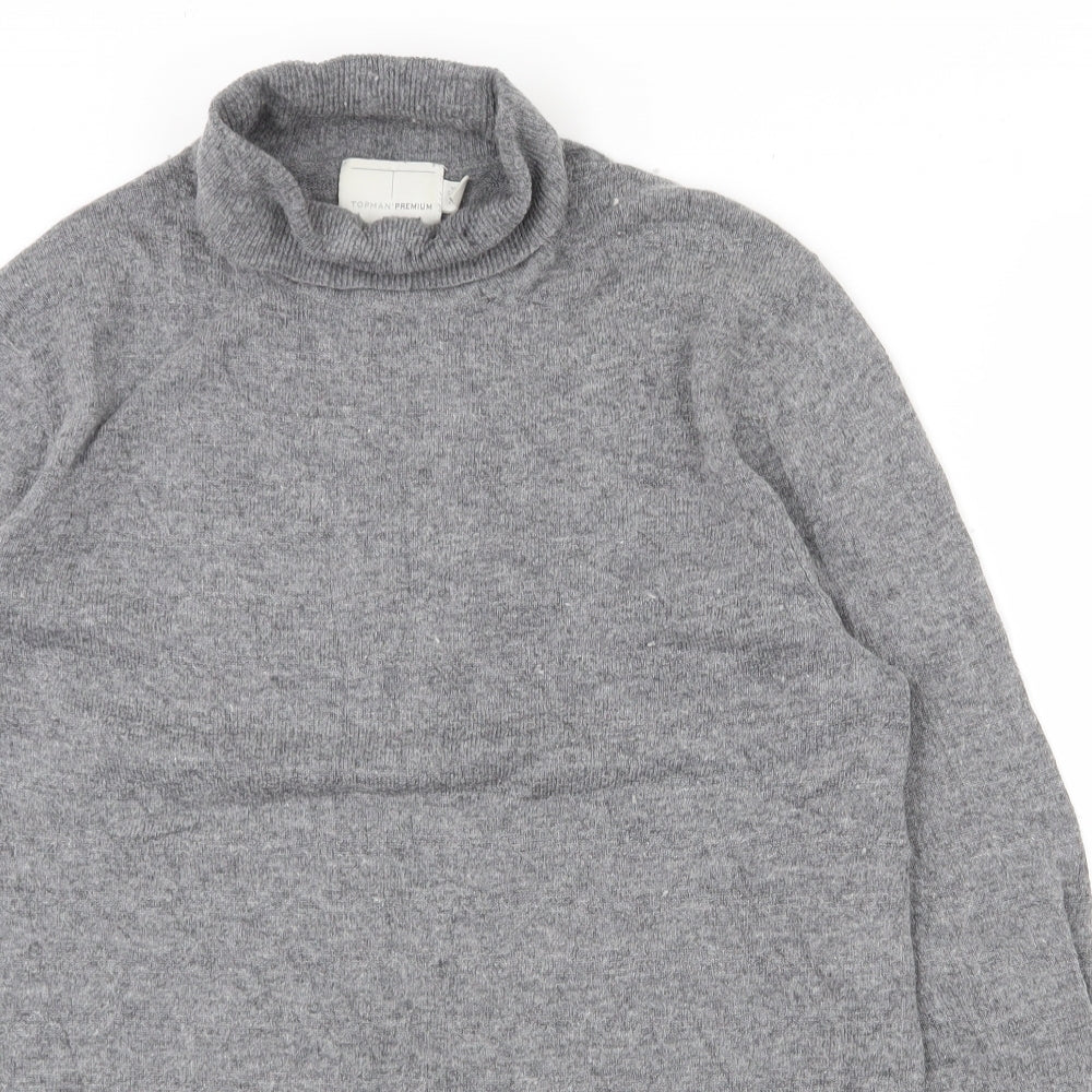 Topman Mens Grey Roll Neck  Polyester Pullover Jumper Size M