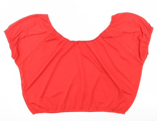 Atmosphere Womens Red  Polyester Basic Blouse Size 12 Off the Shoulder