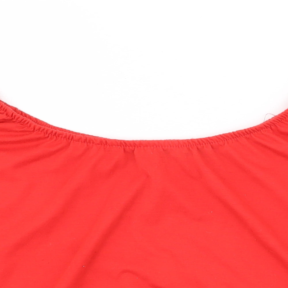 Atmosphere Womens Red  Polyester Basic Blouse Size 12 Off the Shoulder