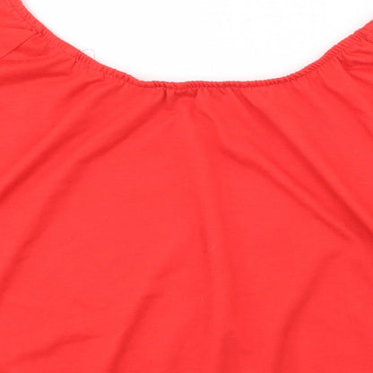 Atmosphere Womens Red  Polyester Basic Blouse Size 12 Off the Shoulder