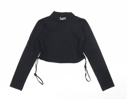 Motel Womens Black High Neck  Cotton Pullover Jumper Size L
