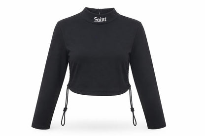 Motel Womens Black High Neck  Cotton Pullover Jumper Size L
