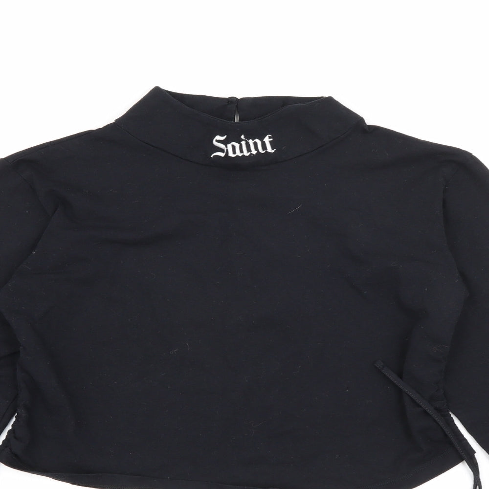 Motel Womens Black High Neck  Cotton Pullover Jumper Size L