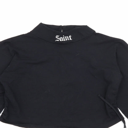 Motel Womens Black High Neck  Cotton Pullover Jumper Size L