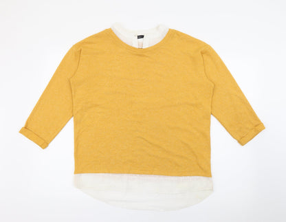 M&Co Womens Yellow Collared  Polyester Pullover Jumper Size 12