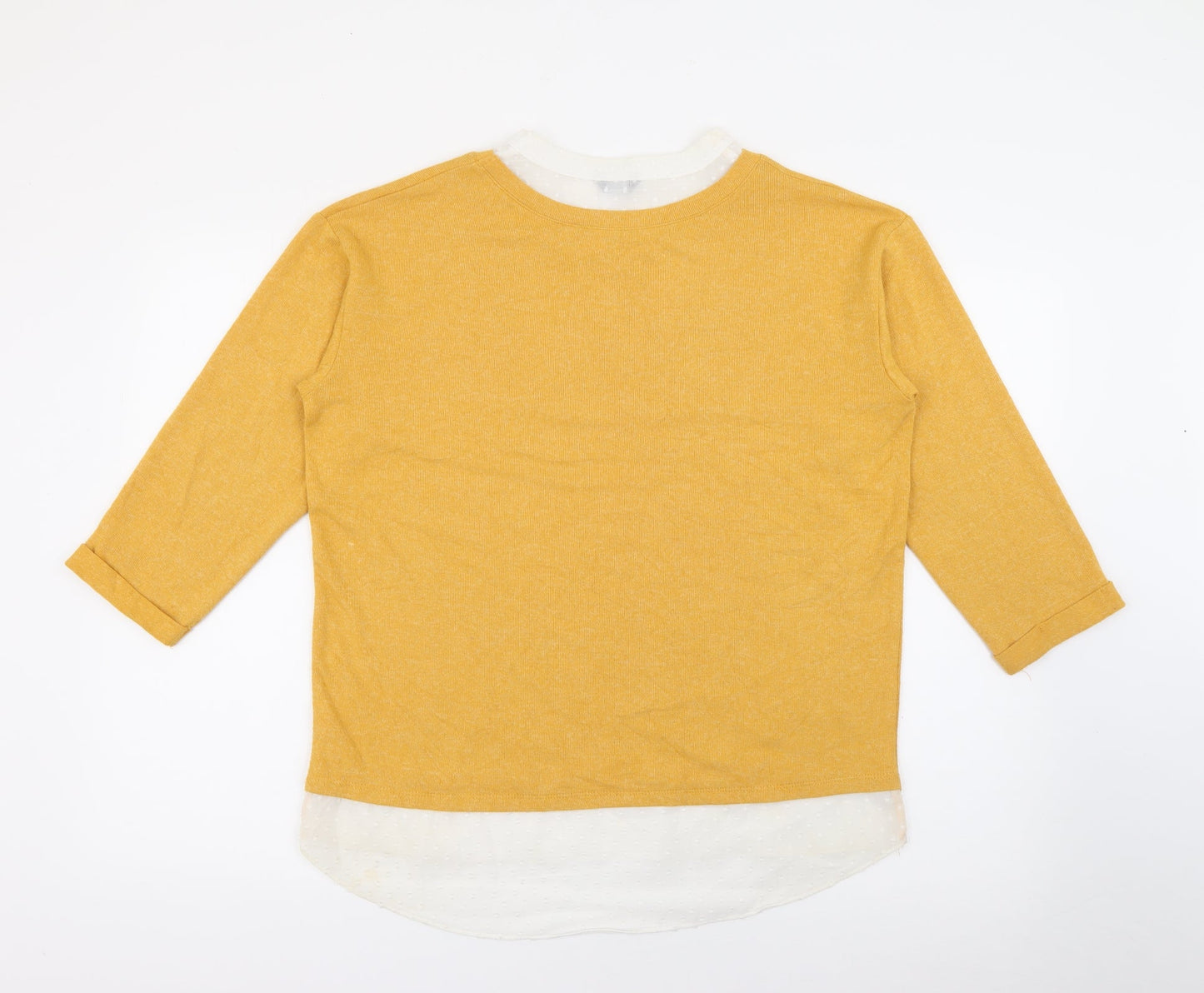 M&Co Womens Yellow Collared  Polyester Pullover Jumper Size 12