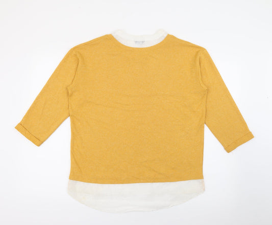 M&Co Womens Yellow Collared  Polyester Pullover Jumper Size 12