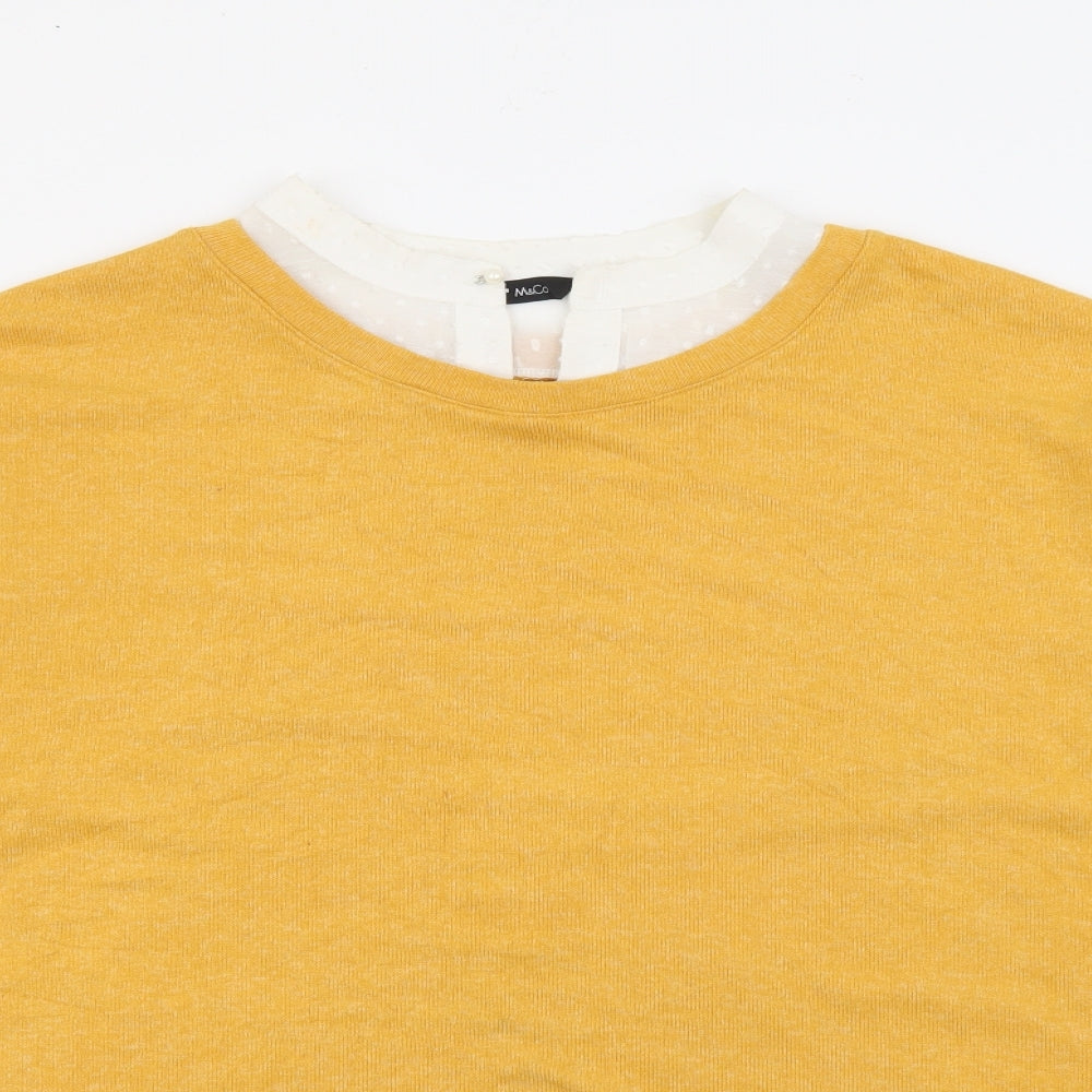M&Co Womens Yellow Collared  Polyester Pullover Jumper Size 12