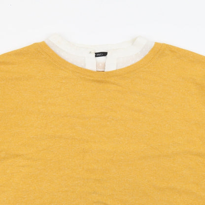 M&Co Womens Yellow Collared  Polyester Pullover Jumper Size 12