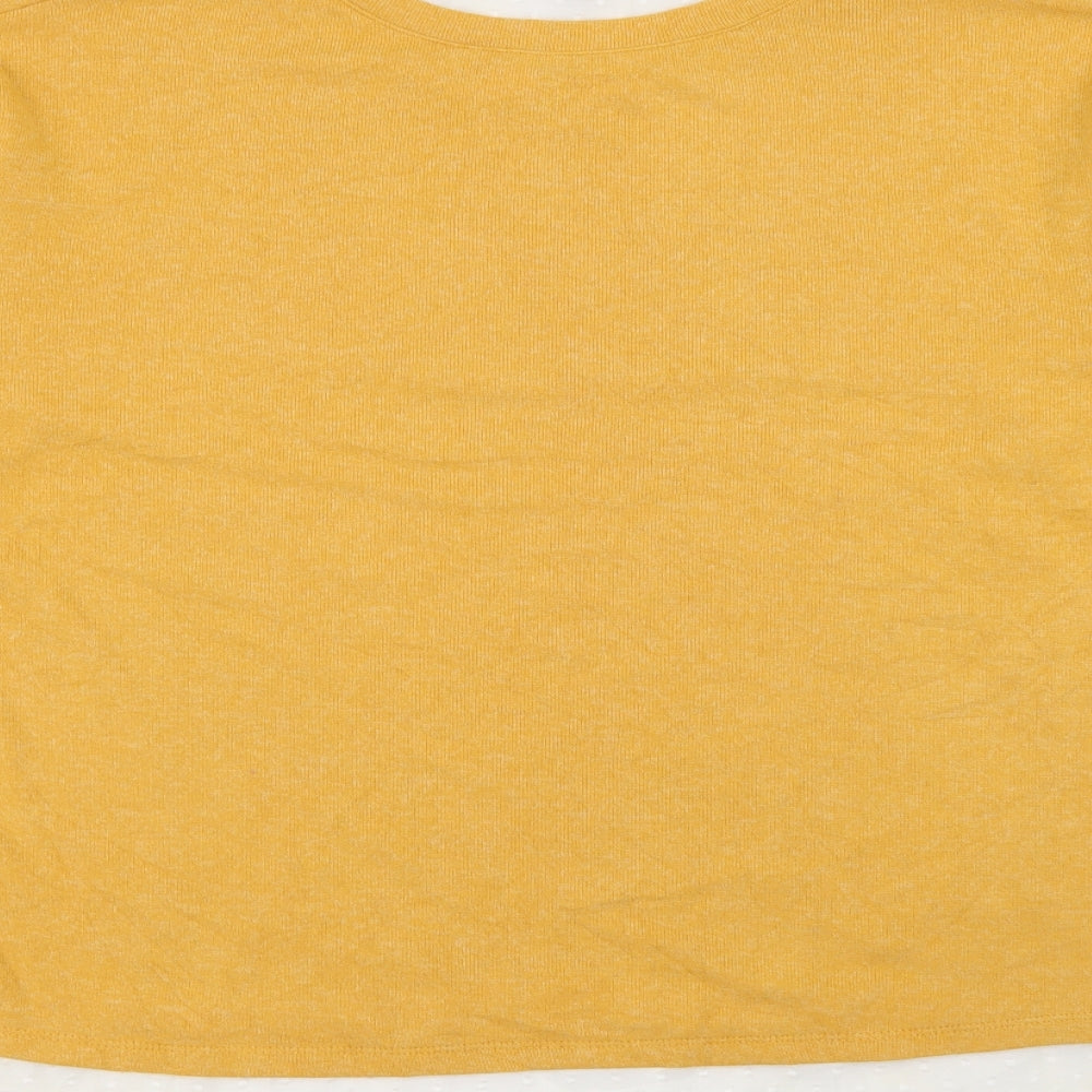 M&Co Womens Yellow Collared  Polyester Pullover Jumper Size 12