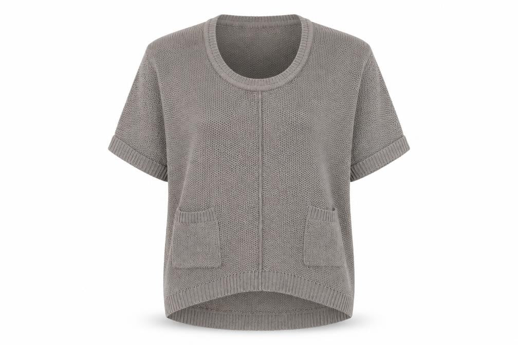 Front view of River Island women’s brown scoop neck acrylic jumper, size UK 12
