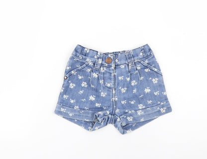 NEXT Girls Blue Floral Polyester Cropped Jeans Size 9-12 Months  Button