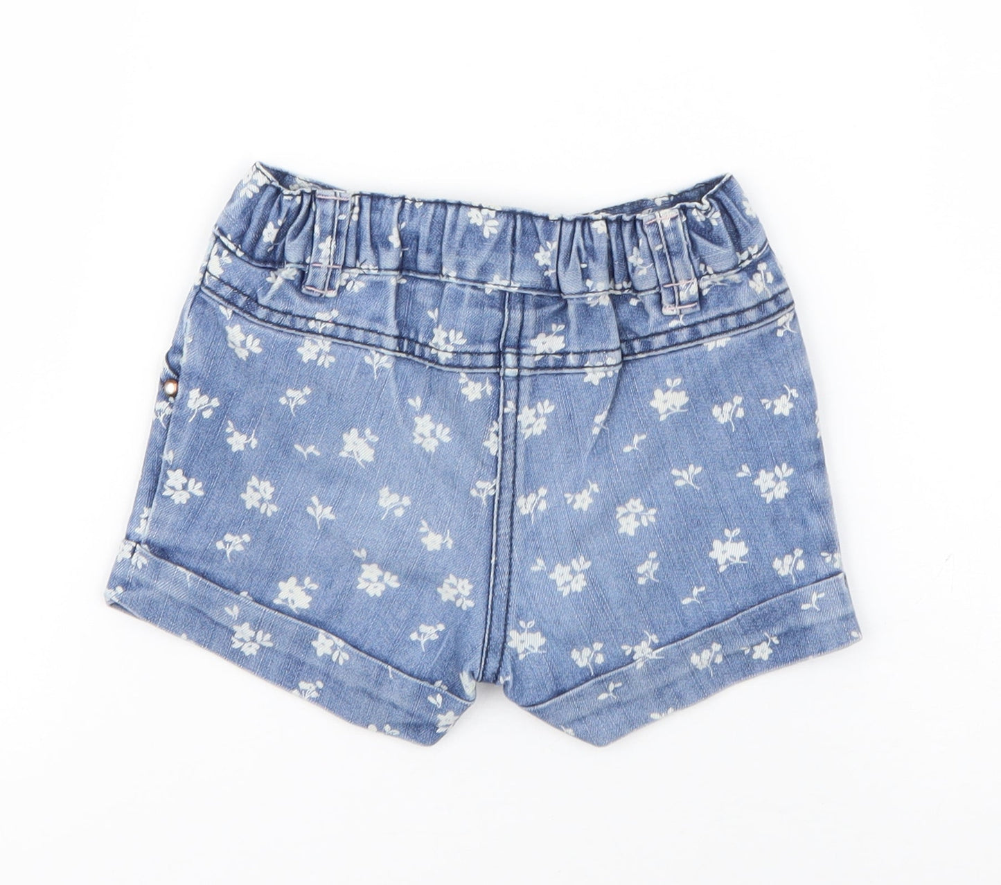 NEXT Girls Blue Floral Polyester Cropped Jeans Size 9-12 Months  Button