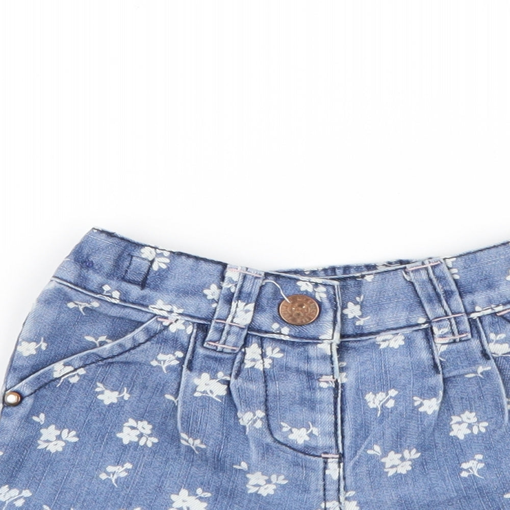 NEXT Girls Blue Floral Polyester Cropped Jeans Size 9-12 Months  Button
