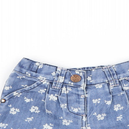 NEXT Girls Blue Floral Polyester Cropped Jeans Size 9-12 Months  Button