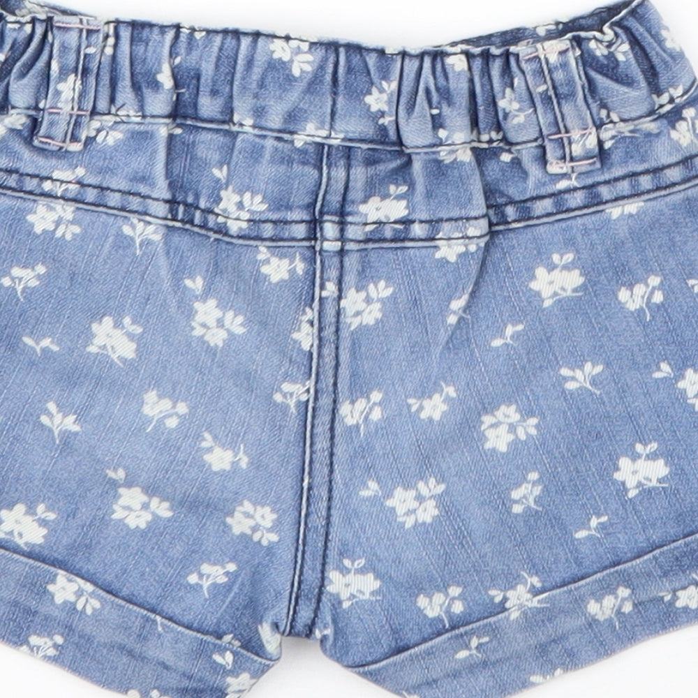 NEXT Girls Blue Floral Polyester Cropped Jeans Size 9-12 Months  Button