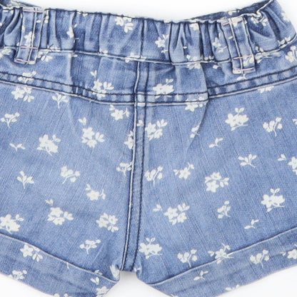 NEXT Girls Blue Floral Polyester Cropped Jeans Size 9-12 Months  Button