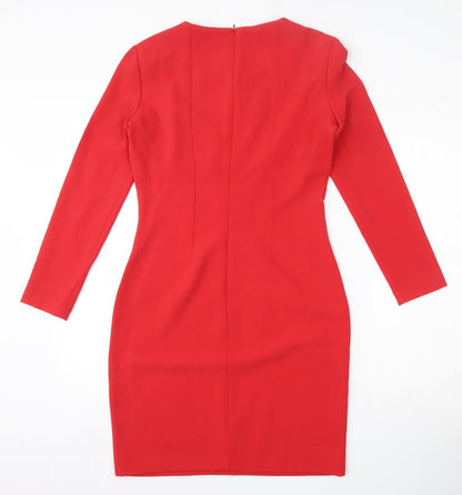 Sisley Womens Red  Polyester Bodycon  Size S  Round Neck Zip