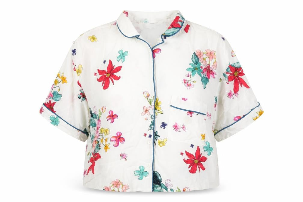 Womens UK Size L Pull&Bear Multicoloured Cropped Blouse