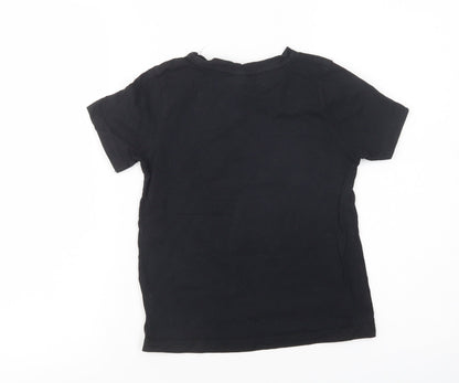 George Girls Black  Cotton Basic T-Shirt Size 7-8 Years Crew Neck Pullover - Lego