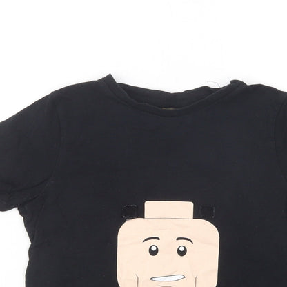 George Girls Black  Cotton Basic T-Shirt Size 7-8 Years Crew Neck Pullover - Lego