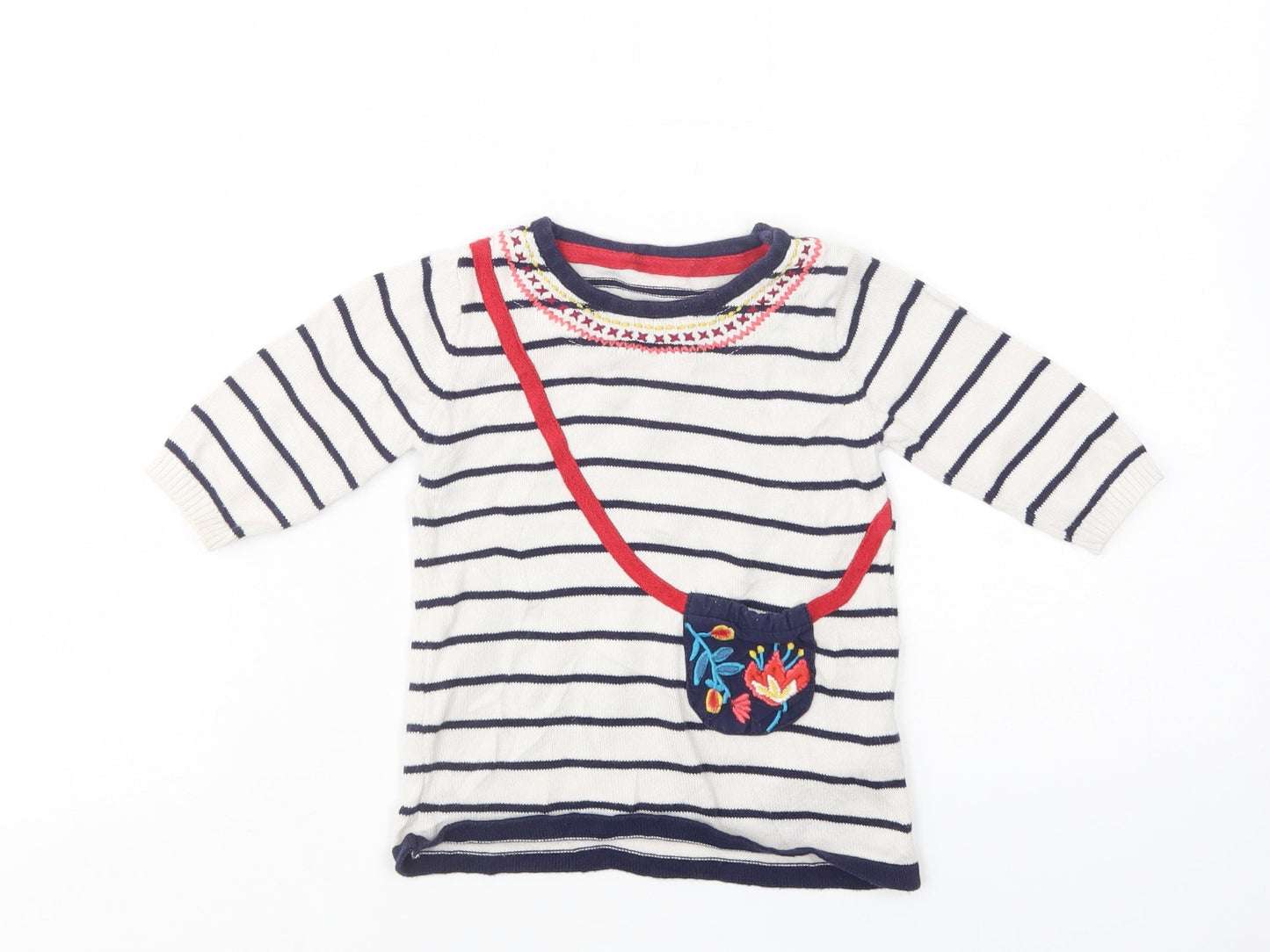 Marks and Spencer Baby White Striped Cotton Pullover Jumper Size 3-6 Months  Button