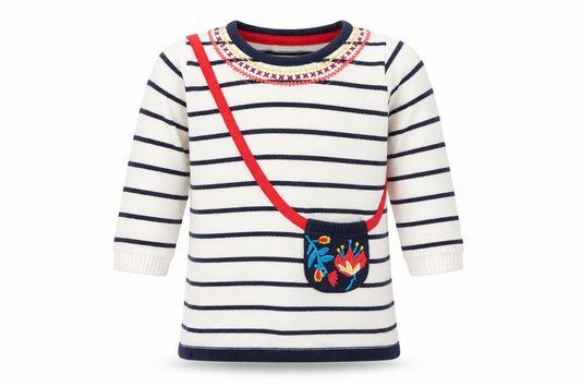 Marks and Spencer Baby White Striped Cotton Pullover Jumper Size 3-6 Months  Button