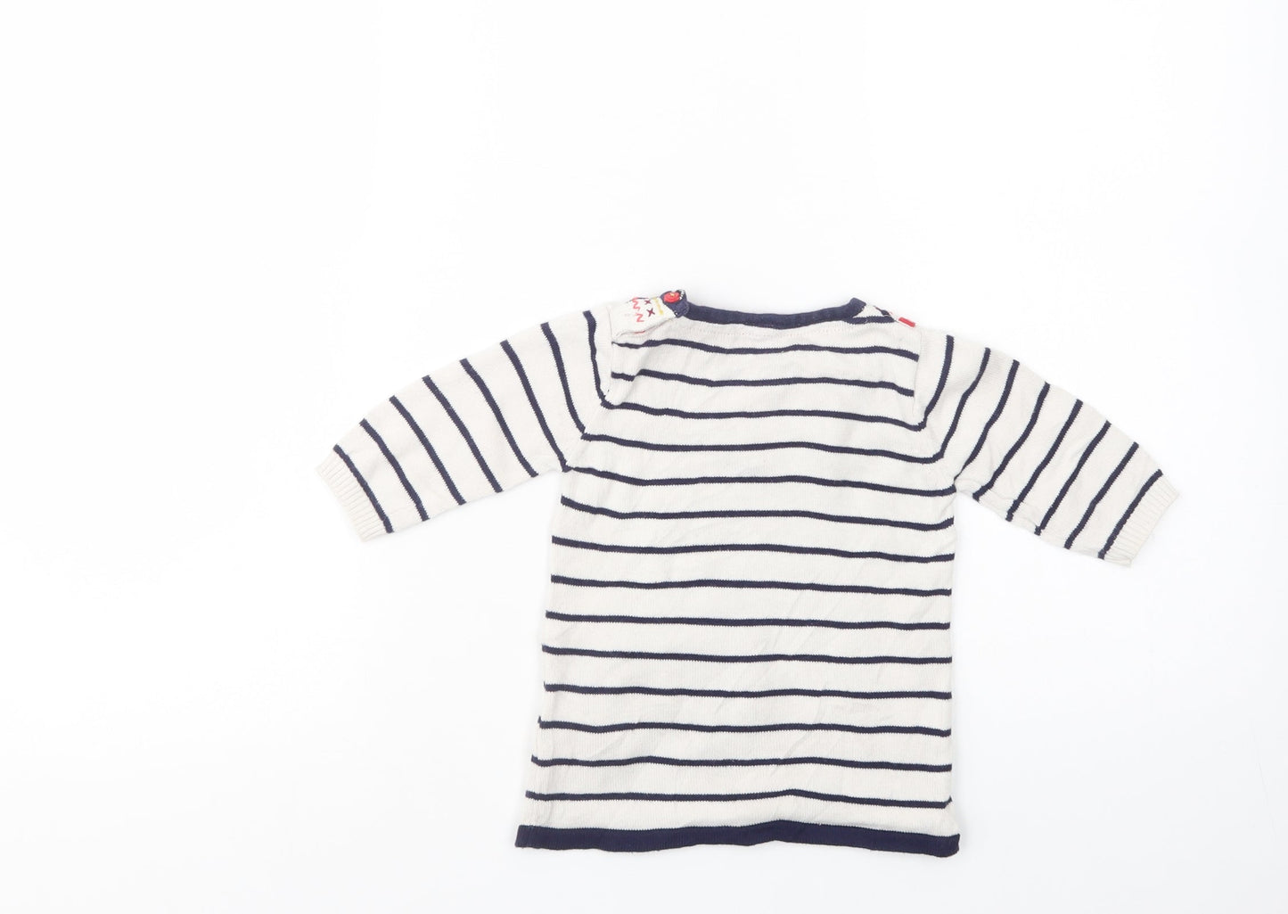 Marks and Spencer Baby White Striped Cotton Pullover Jumper Size 3-6 Months  Button