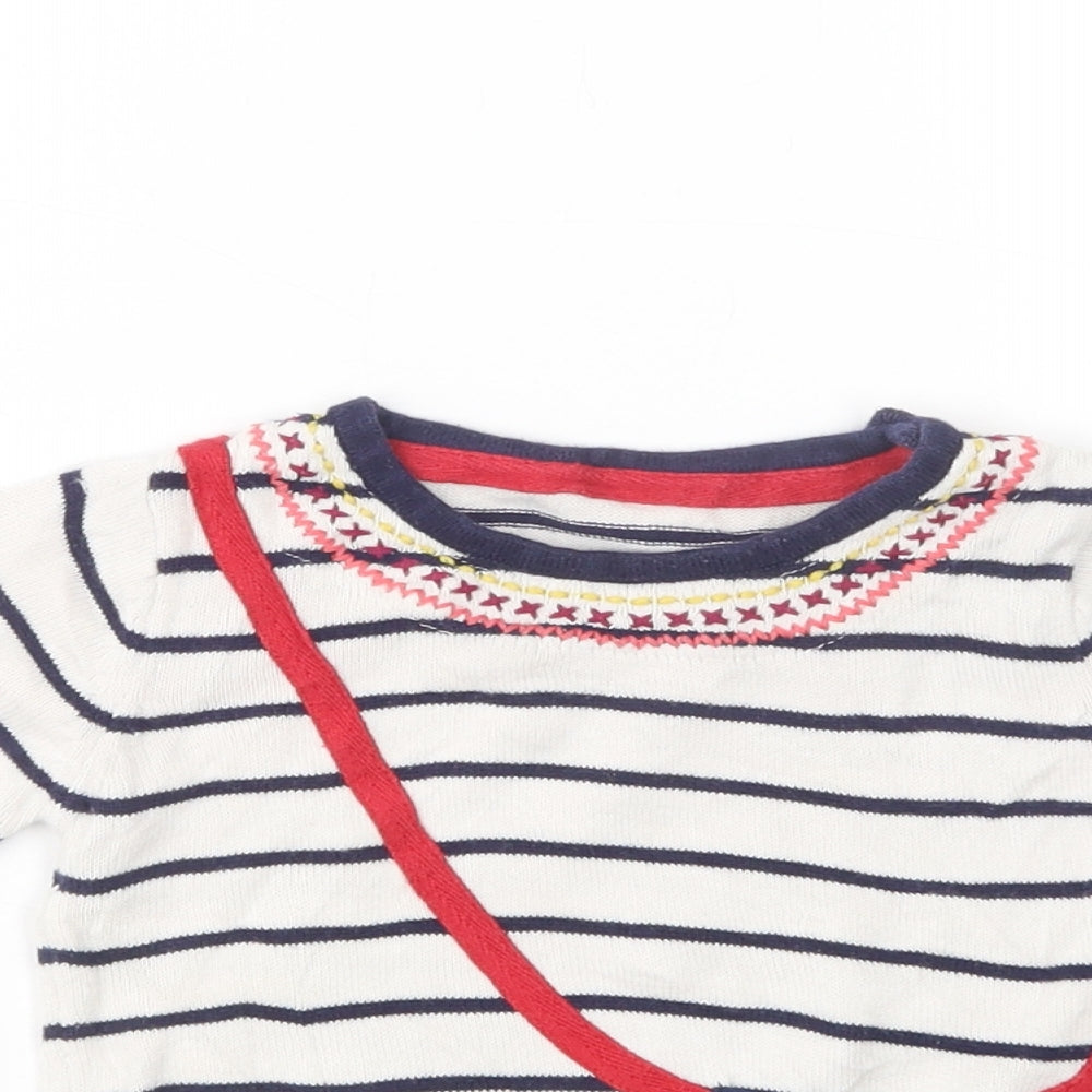 Marks and Spencer Baby White Striped Cotton Pullover Jumper Size 3-6 Months  Button