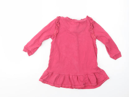 F&F Girls Pink  Cotton Tunic Sweatshirt Size 5-6 Years  Pullover