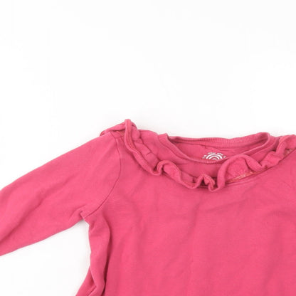 F&F Girls Pink  Cotton Tunic Sweatshirt Size 5-6 Years  Pullover