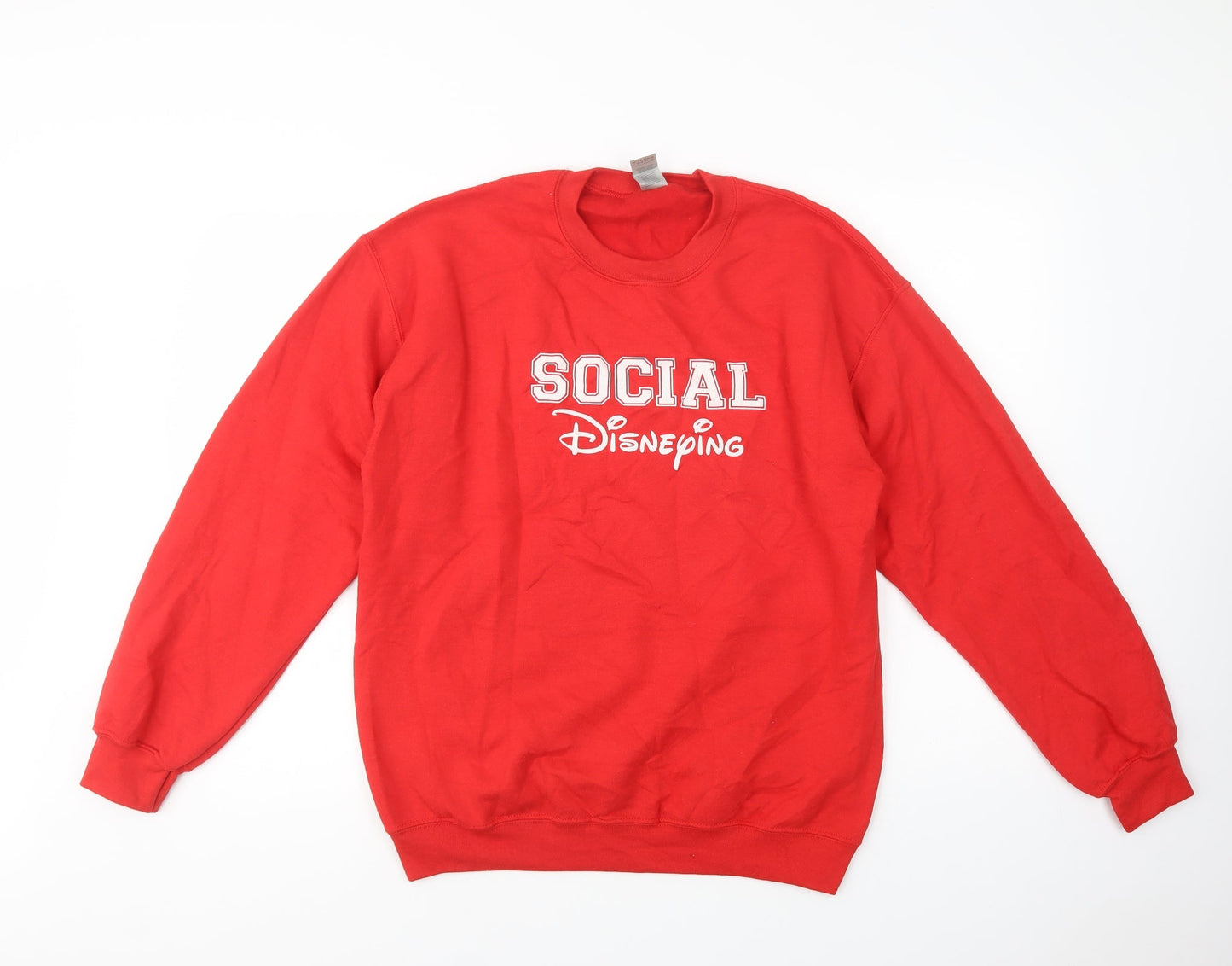 Gildan Womens Red  Cotton Pullover Sweatshirt Size M  Pullover - Social Disneying