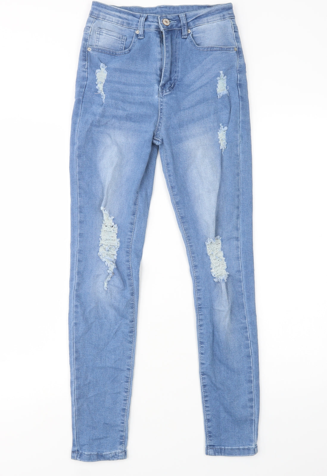 SheIn Womens Blue  Cotton Skinny Jeans Size XS L30 in Regular Button