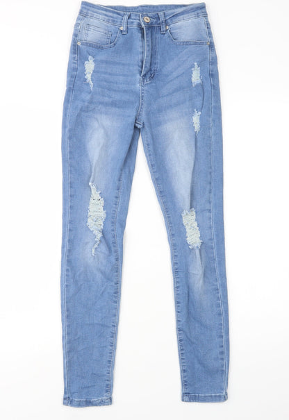 SheIn Womens Blue  Cotton Skinny Jeans Size XS L30 in Regular Button